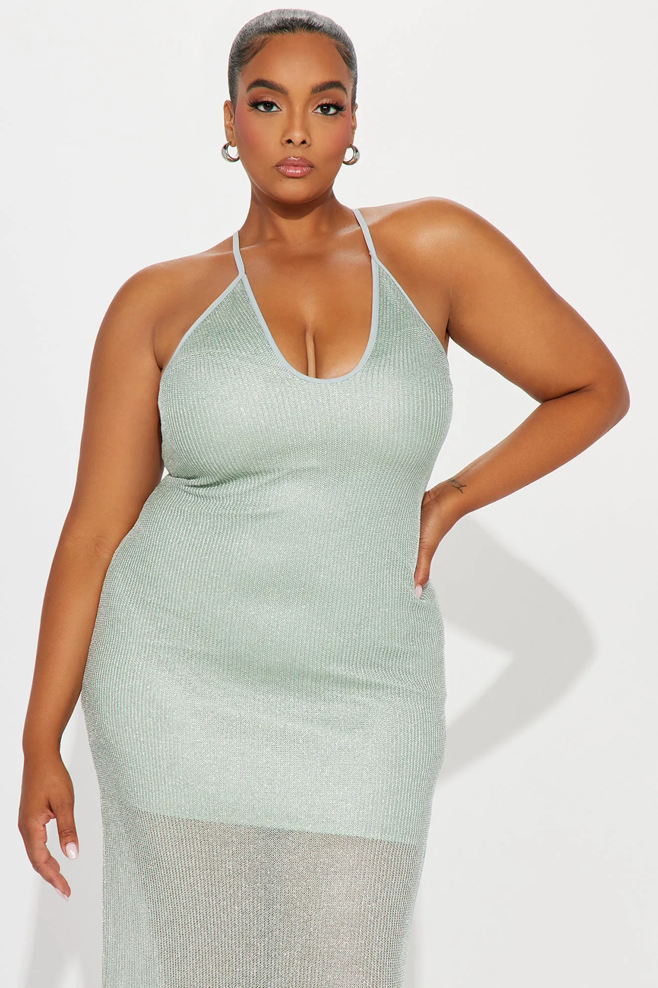Be Realistic Metallic Maxi Dress - Sage sold by Fashion Nova product image thumbnail 5