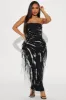 Alex Fringe Tube Maxi Dress - Black/combo sold by Fashion Nova