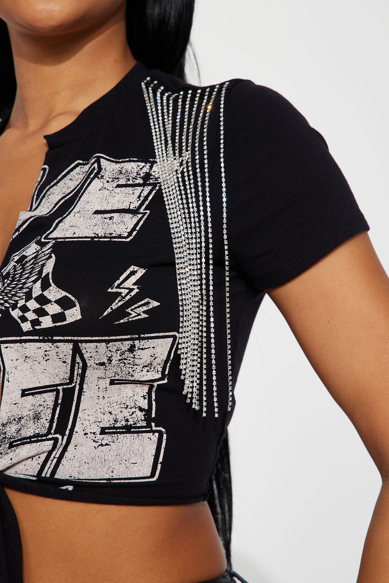 Living On The Edge Rhinestone Tee - Black sold by Fashion Nova product image thumbnail 3