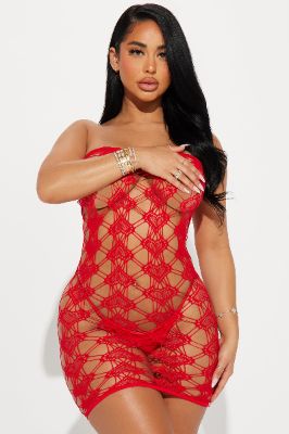 Queen Of Your Heart Dress Bodystocking - Red sold by Fashion Nova