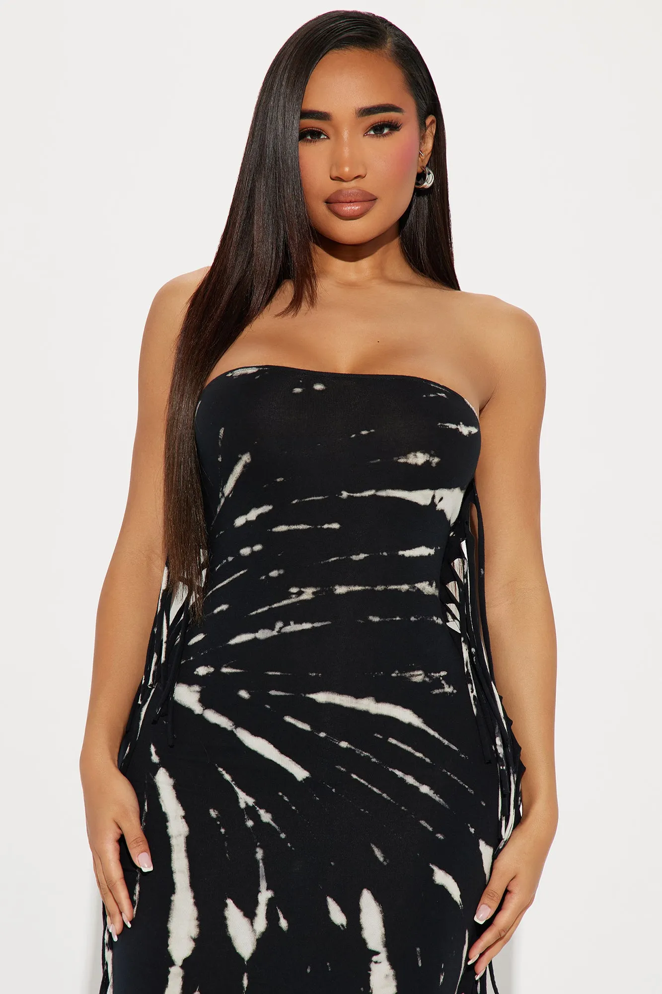 Alex Fringe Tube Maxi Dress - Black/combo sold by Fashion Nova product image thumbnail 2