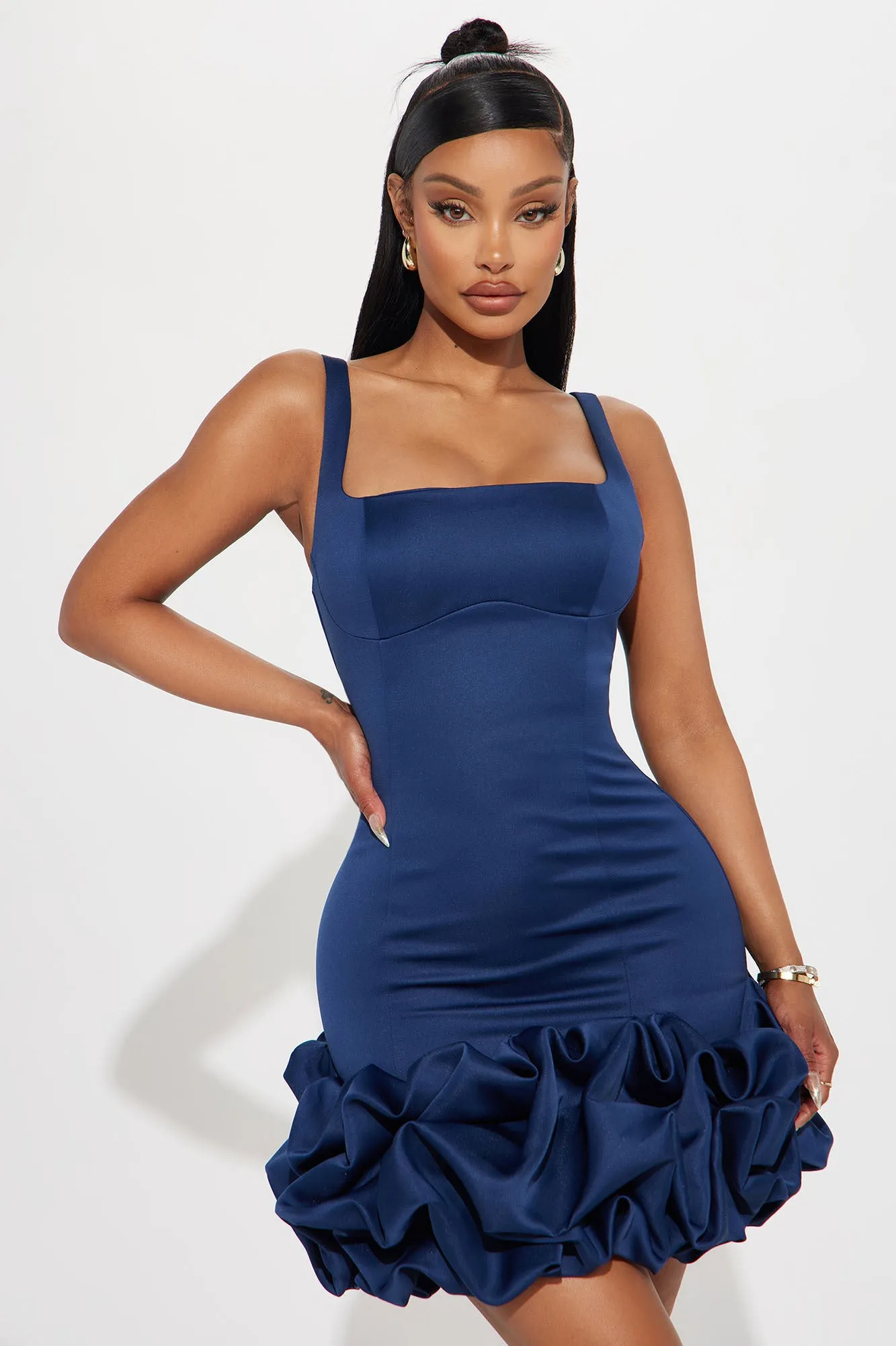 Sienna Satin Mini Dress - Navy sold by Fashion Nova
