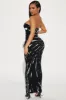 Alex Fringe Tube Maxi Dress - Black/combo sold by Fashion Nova