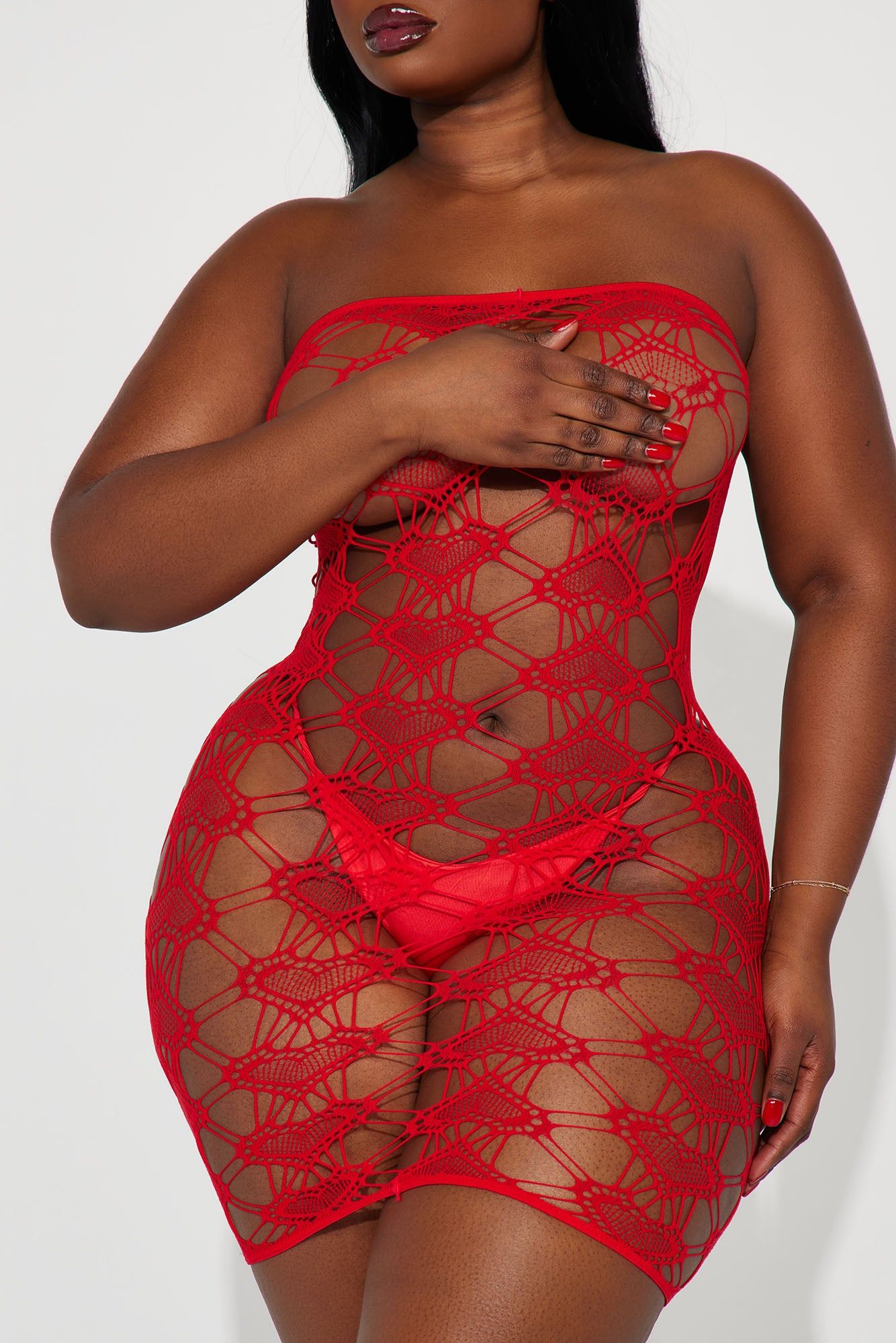 Queen Of Your Heart Dress Bodystocking - Red sold by Fashion Nova product image thumbnail 5