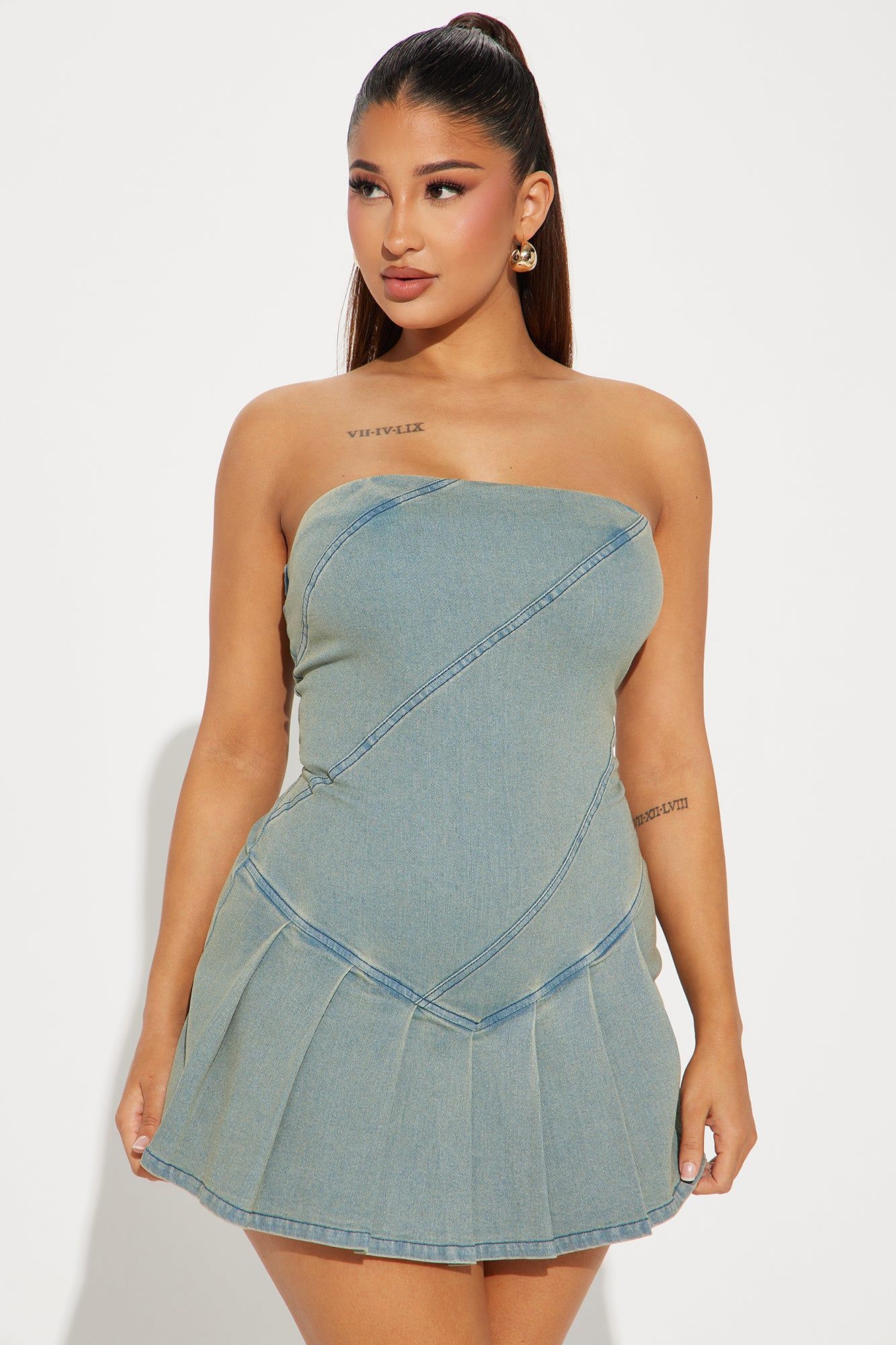 Work This Out Denim Romper - Medium Wash sold by Fashion Nova