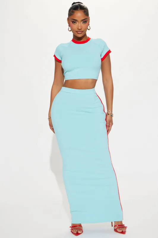 Belle Snatched Skirt Set - Turquoise/combo sold by Fashion Nova