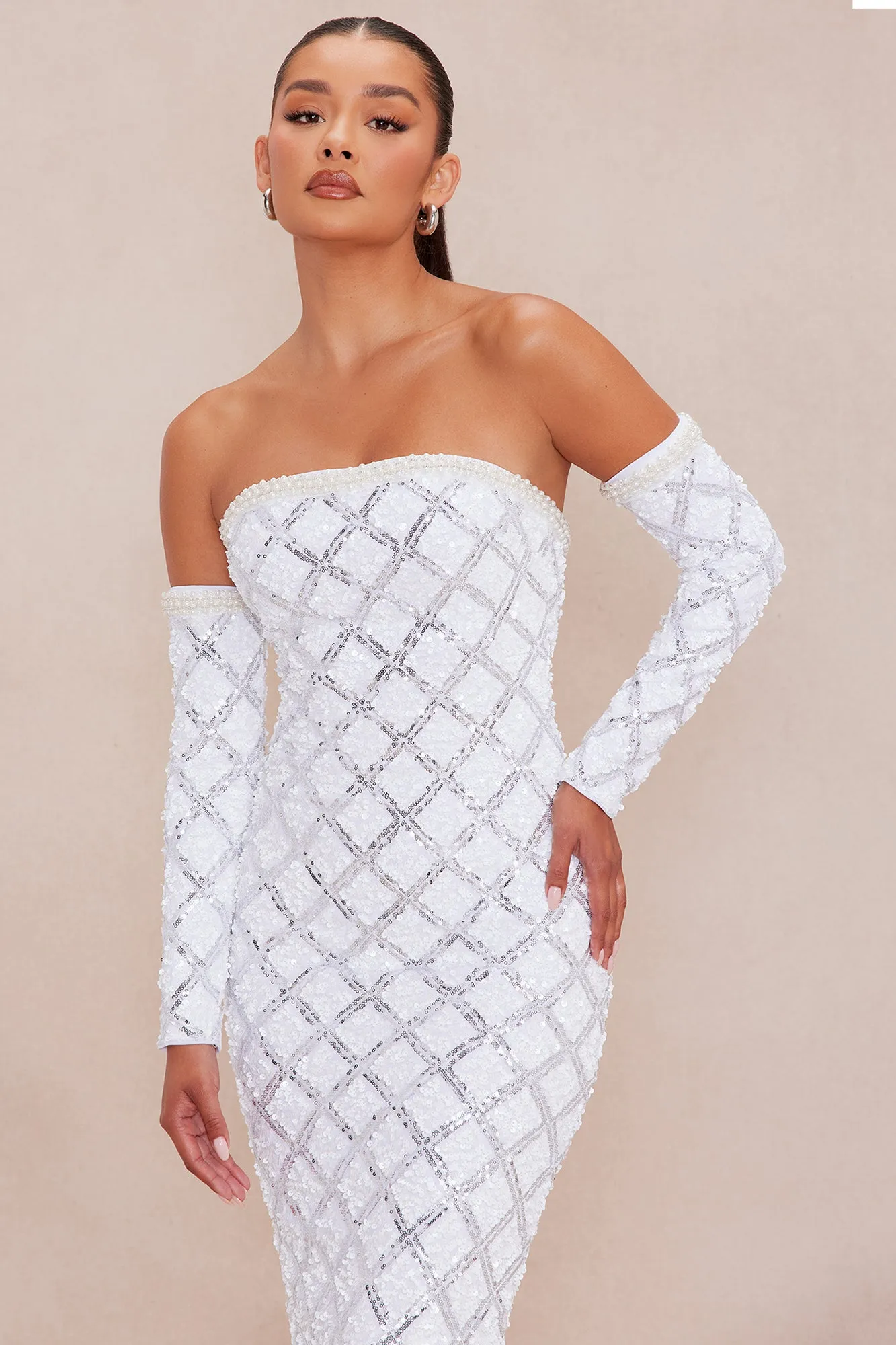 Timeless Sequin Maxi Dress Set - White sold by Fashion Nova product image thumbnail 2