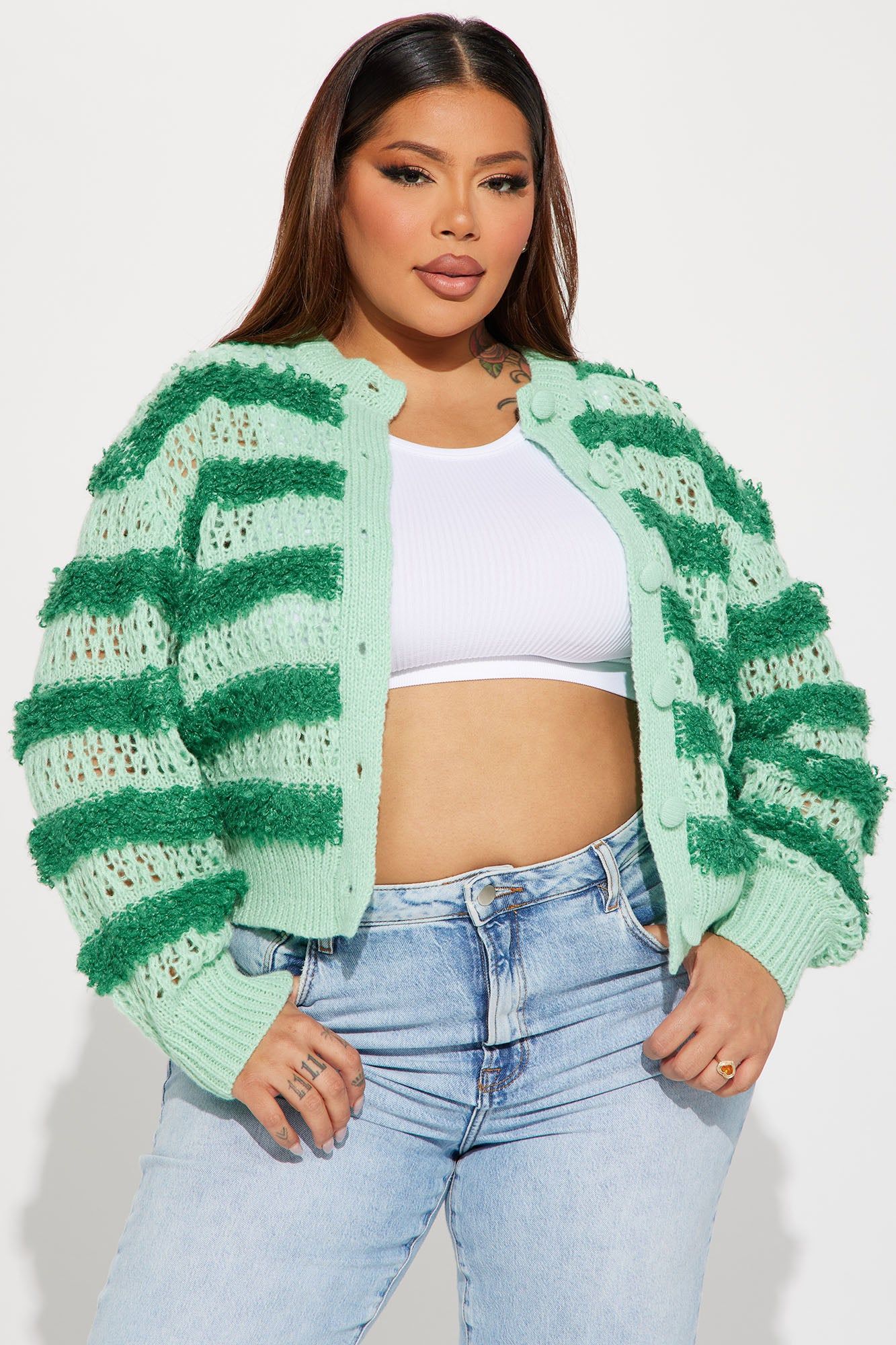 Minty Mood Crochet Cardigan Sweater - Mint/combo sold by Fashion Nova product image thumbnail 5