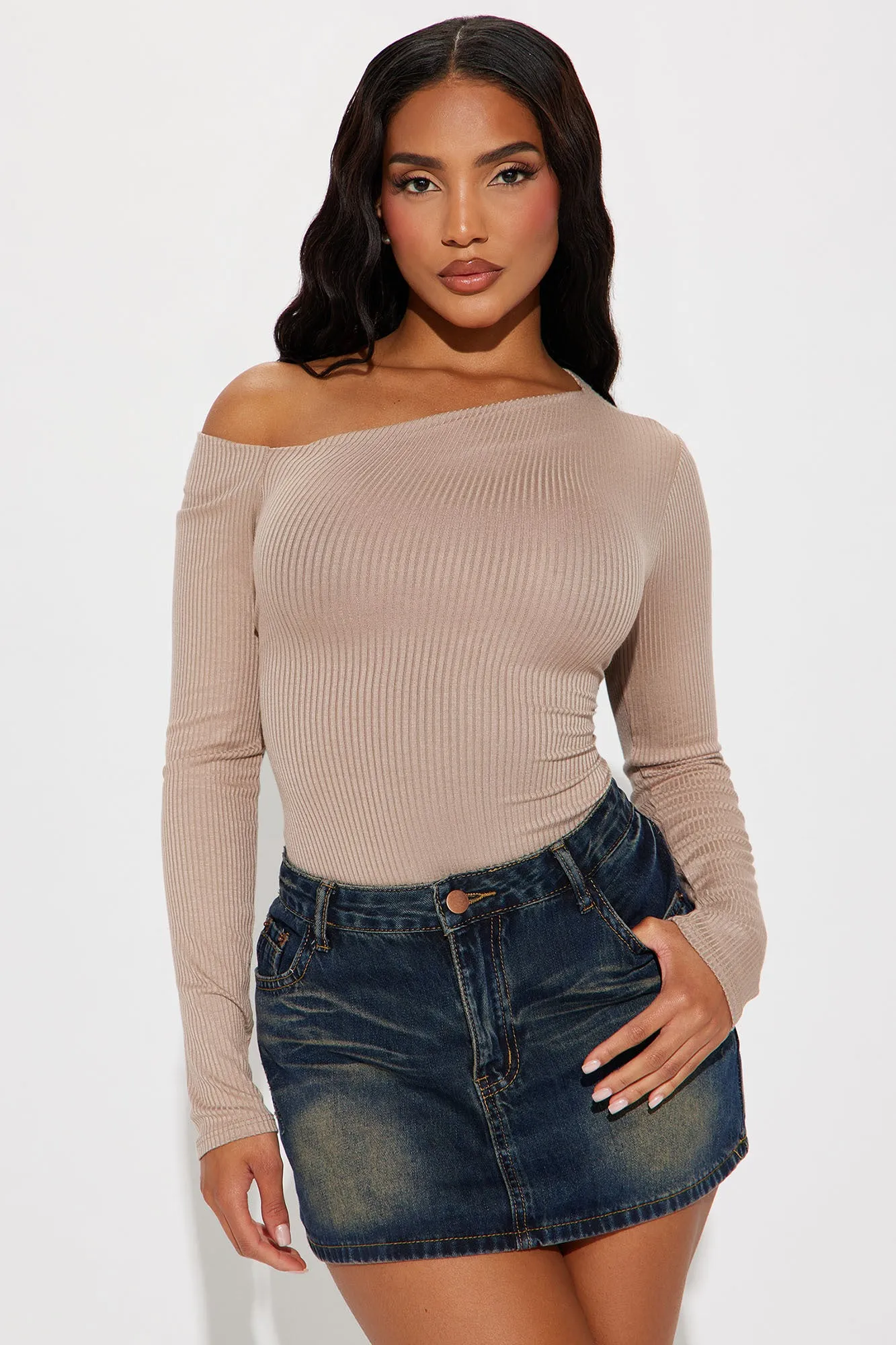 Carla One Shoulder Bodysuit - Mocha sold by Fashion Nova product image thumbnail 3