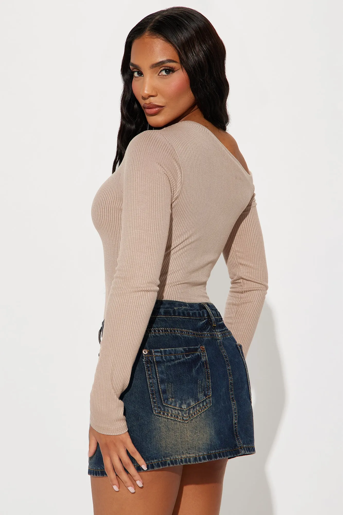 Carla One Shoulder Bodysuit - Mocha sold by Fashion Nova product image thumbnail 4
