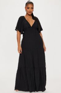 Elena Ruffle Maxi Dress - Black sold by Fashion Nova