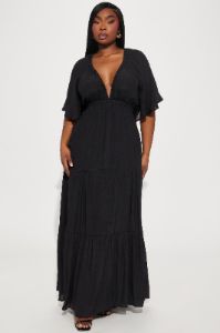 Elena Ruffle Maxi Dress - Black sold by Fashion Nova