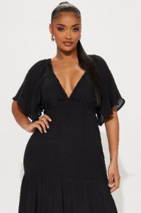 Elena Ruffle Maxi Dress - Black sold by Fashion Nova