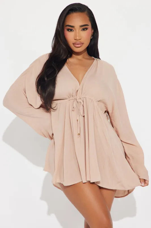 Breezy Nights Linen Swim Cover Up Dress - Taupe sold by Fashion Nova