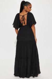 Elena Ruffle Maxi Dress - Black sold by Fashion Nova
