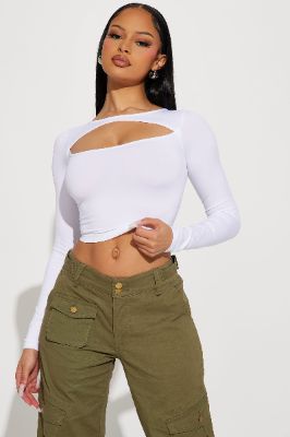 Cori Cut Out Seamless Top - White sold by Fashion Nova