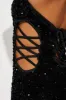 Erica Lace Up Sequin Maxi Dress - Black sold by Fashion Nova