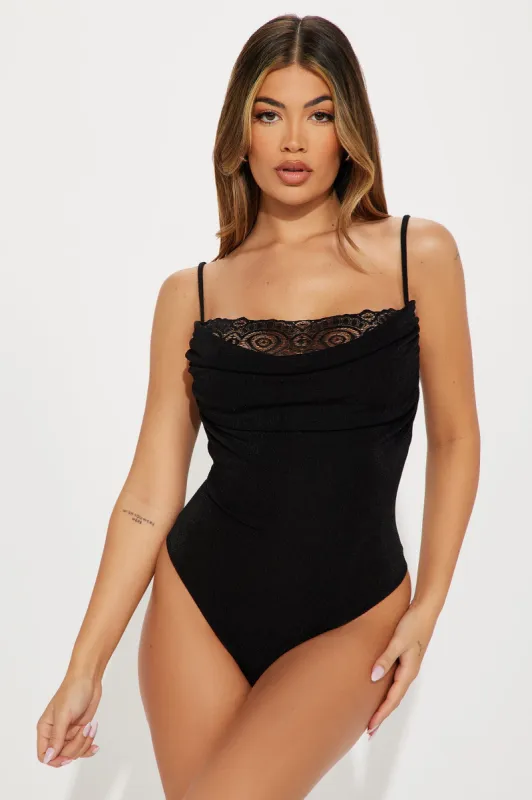 Nayelli Lace Trim Bodysuit - Black sold by Fashion Nova