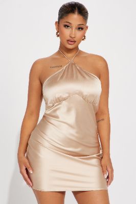 Clarisa Satin Mini Dress - Champagne sold by Fashion Nova