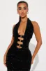 Erica Lace Up Sequin Maxi Dress - Black sold by Fashion Nova