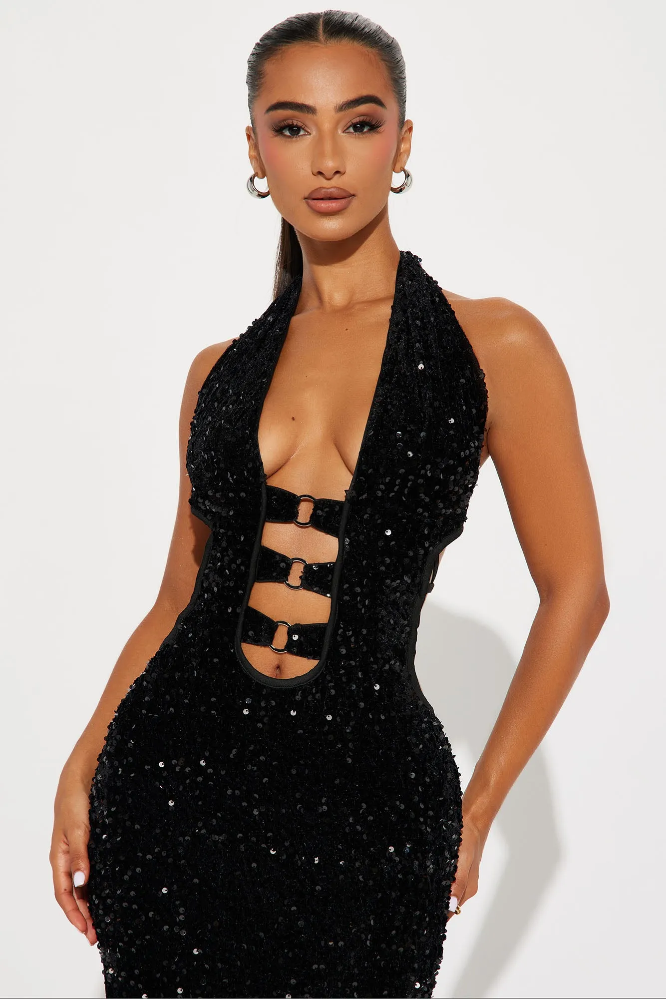 Erica Lace Up Sequin Maxi Dress - Black sold by Fashion Nova product image thumbnail 2