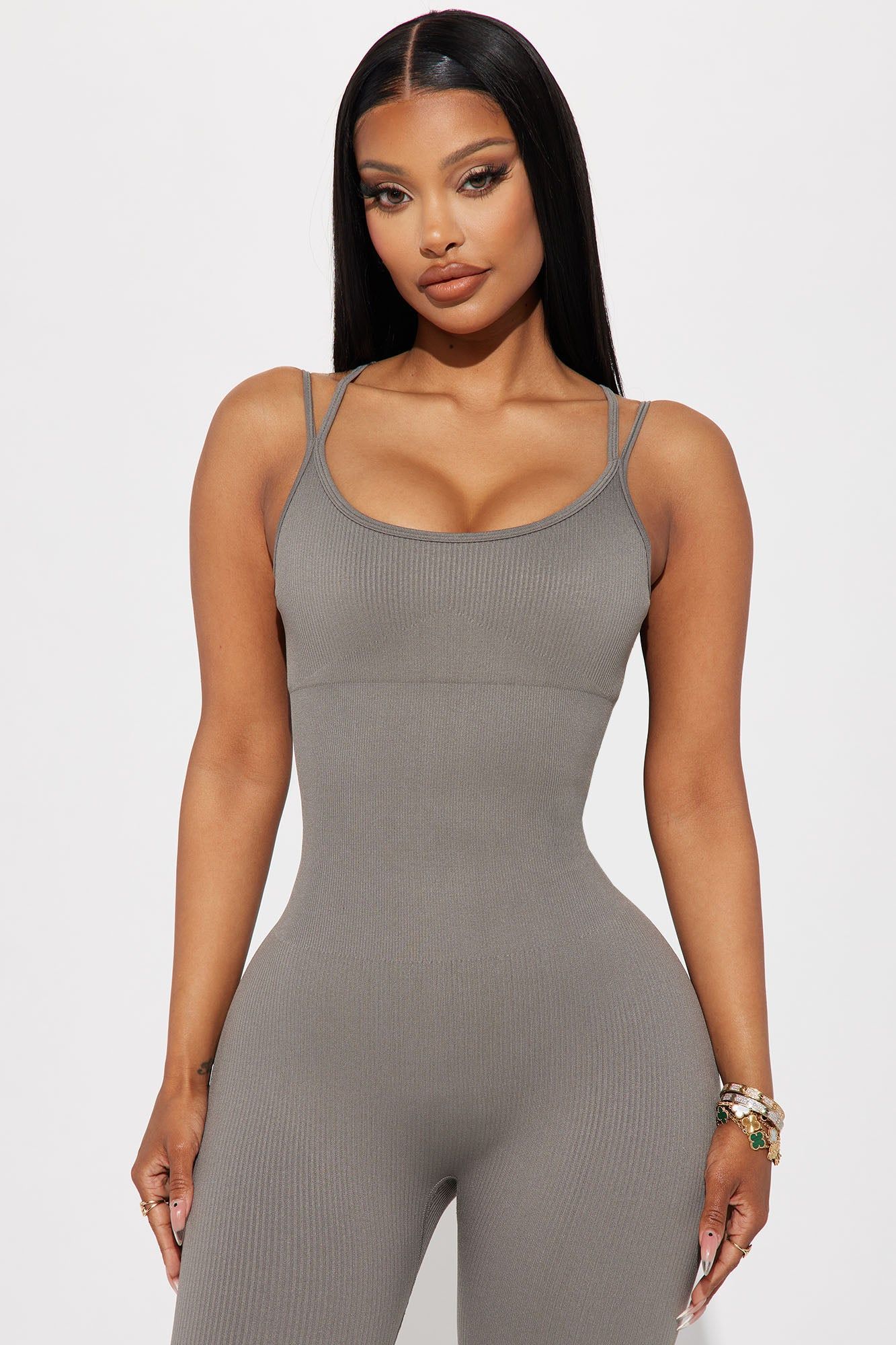 Effortless Joyce Ribbed Seamless Jumpsuit - Charcoal sold by Fashion Nova product image thumbnail 2