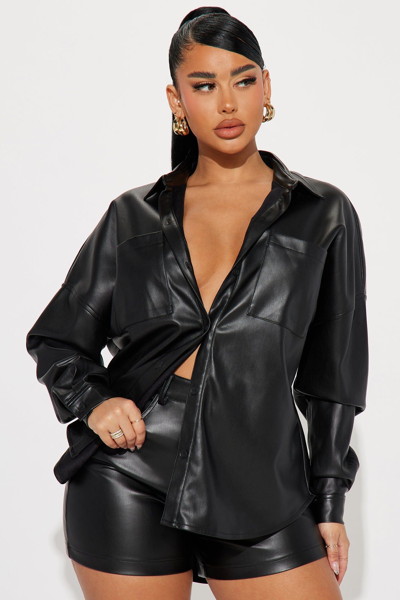 Francis Faux Leather Short Set - Black sold by Fashion Nova product image thumbnail 2