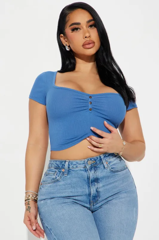Charlie Ribbed Top - Blue sold by Fashion Nova