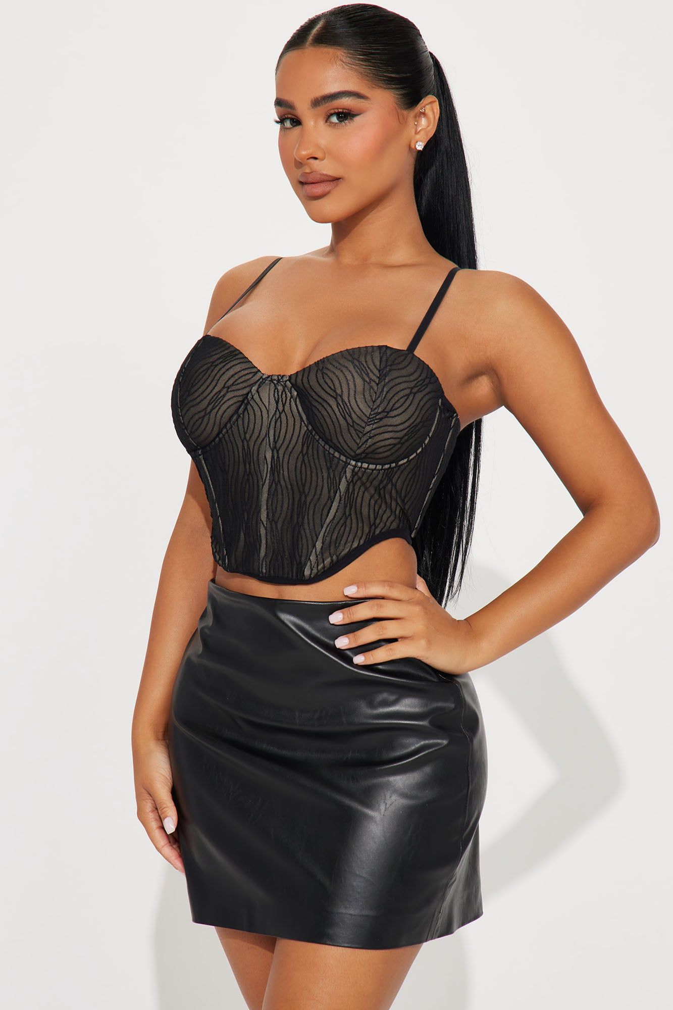 Amirah Mesh Corset - Black sold by Fashion Nova