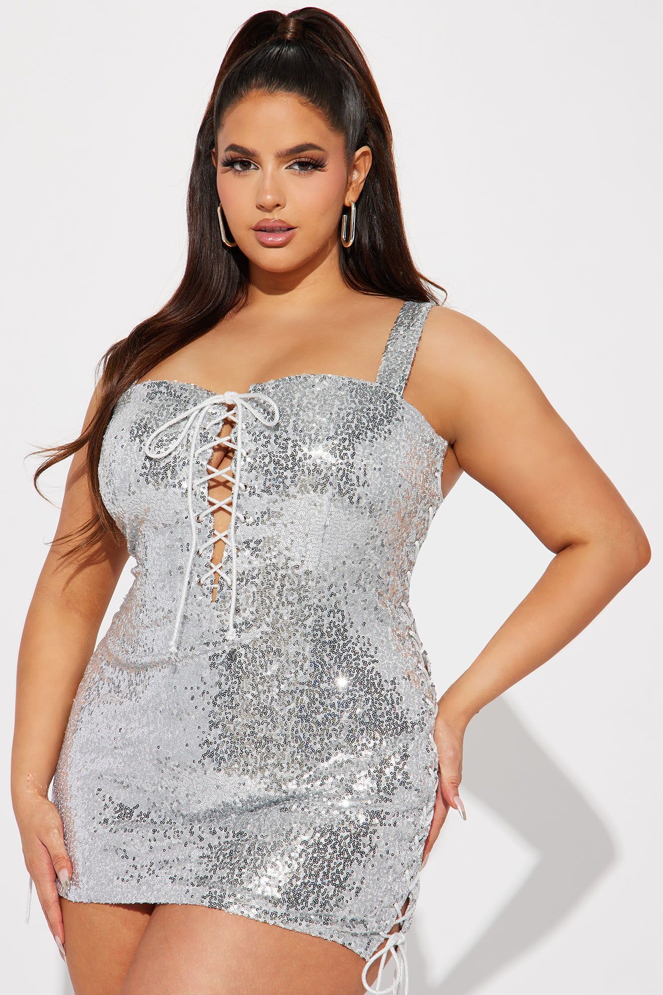 Anastasia Lace Up Micro Mini Dress - Silver sold by Fashion Nova product image thumbnail 4