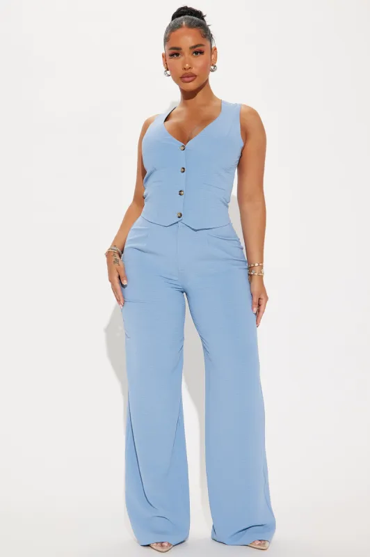 Vanessa Vest Pant Set  - Slate Blue sold by Fashion Nova