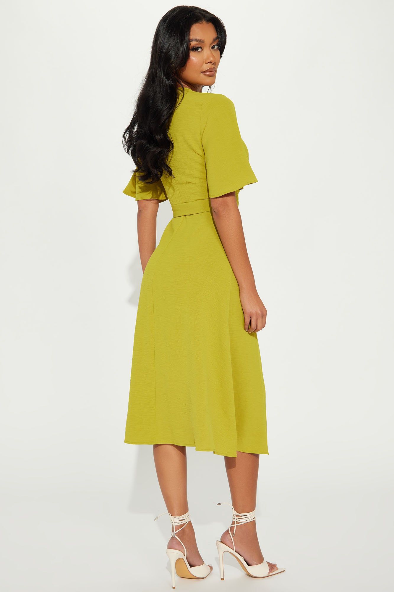Whitney Wrap Midi Dress - Chartreuse sold by Fashion Nova product image thumbnail 3