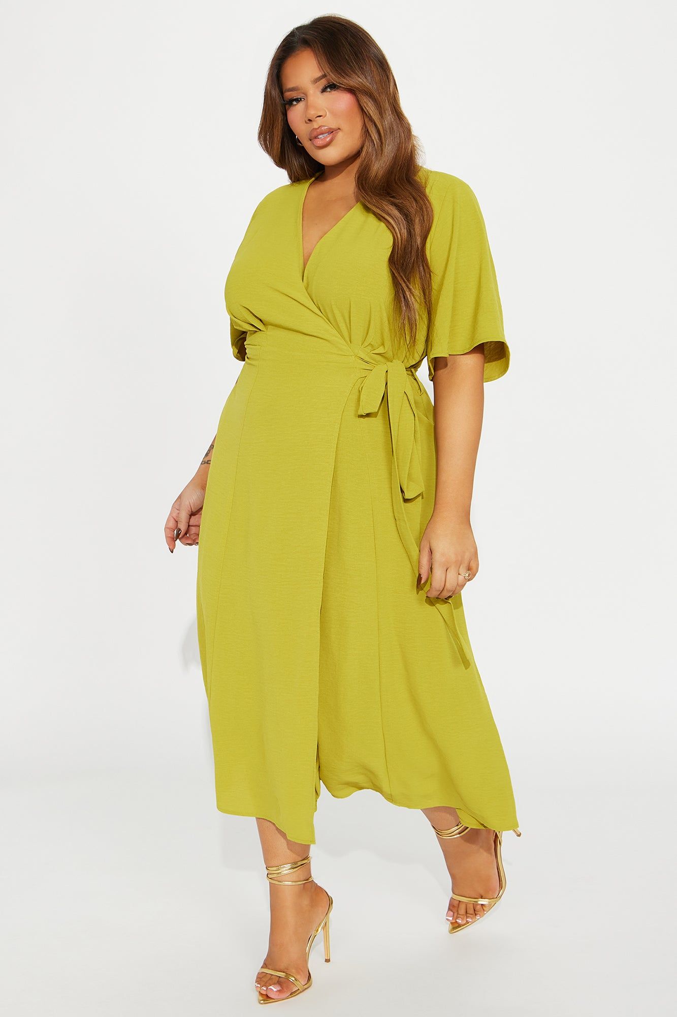 Whitney Wrap Midi Dress - Chartreuse sold by Fashion Nova product image thumbnail 4