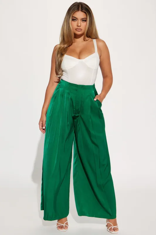 Better Now Satin Trouser Pant - Emerald sold by Fashion Nova
