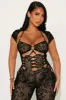 Take My Heart Mesh Jumpsuit - Black sold by Fashion Nova