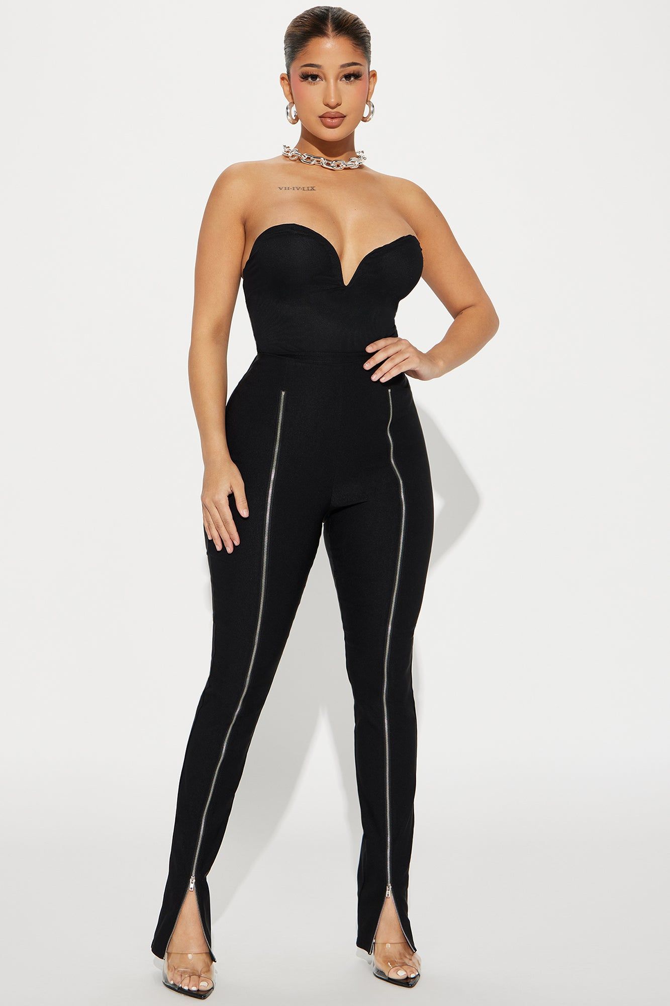 Had Your Chance Zip Up Skinny Pant - Black sold by Fashion Nova