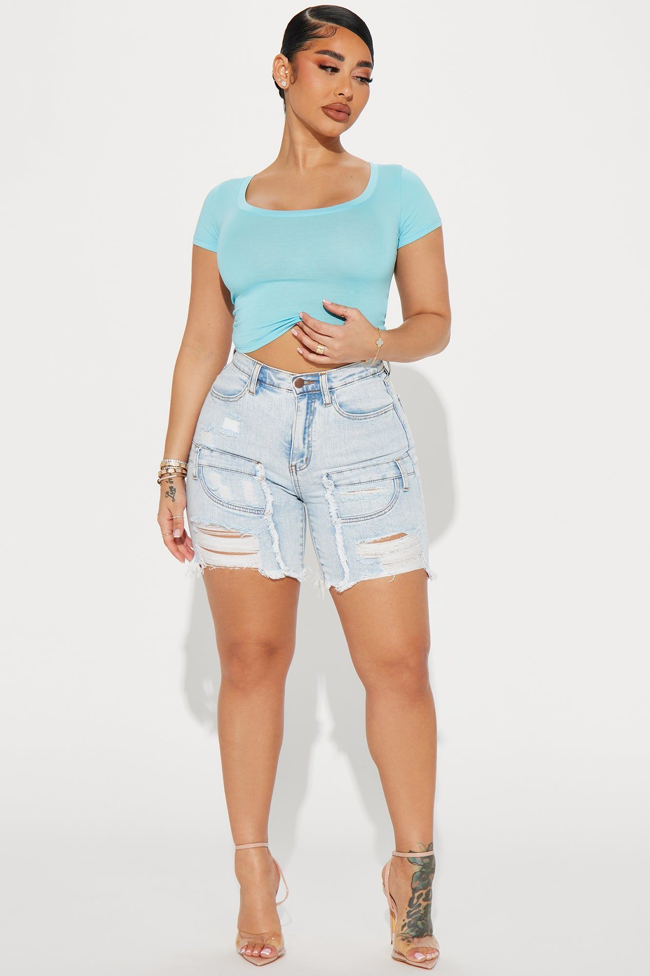 Ally Short Sleeve Tee - Acid Wash Blue sold by Fashion Nova product image thumbnail 2