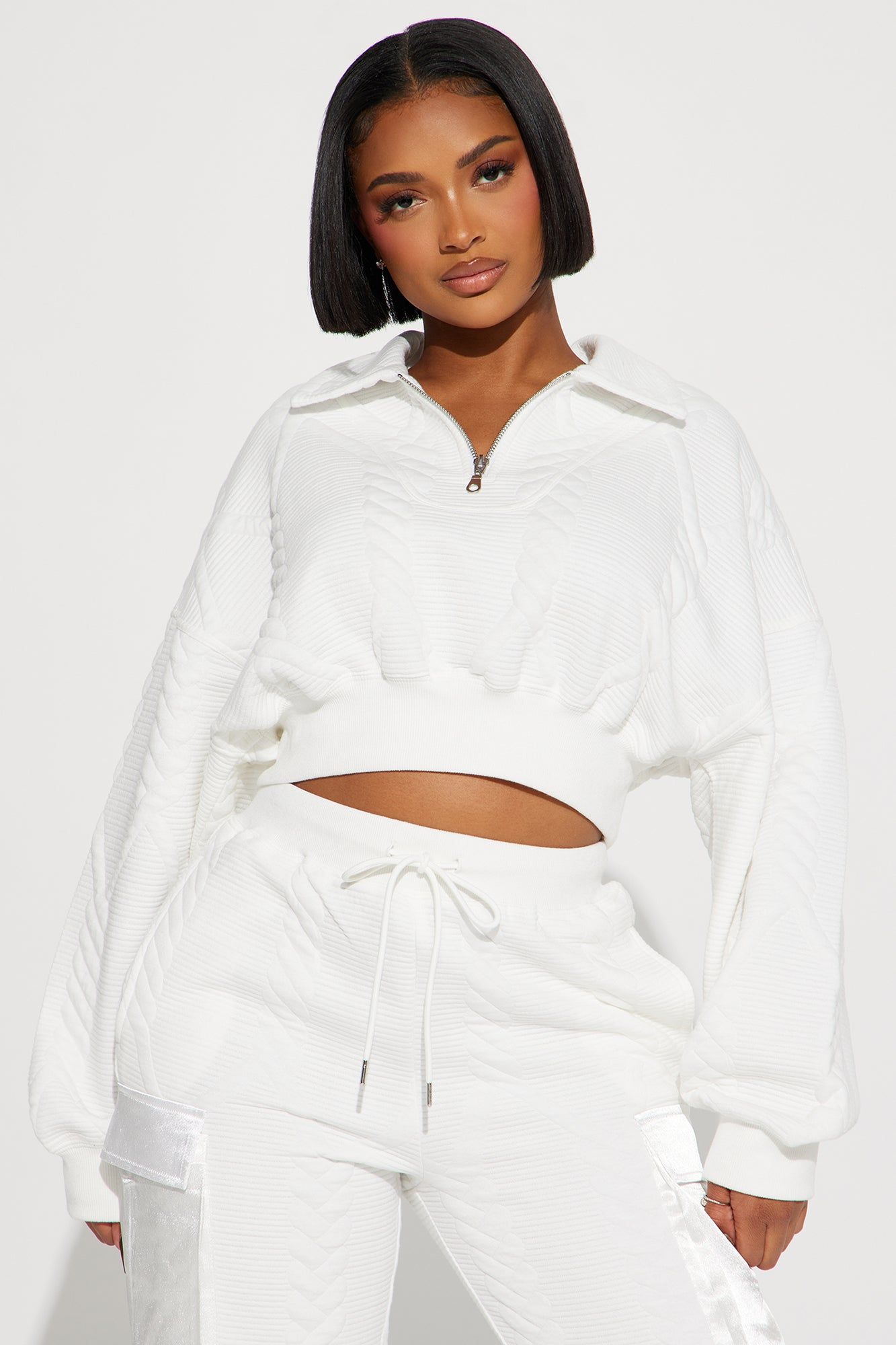 Keep Up Textured Jogger Set - White sold by Fashion Nova product image thumbnail 2