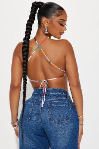 Style of The Season Halter Top - White/combo sold by Fashion Nova