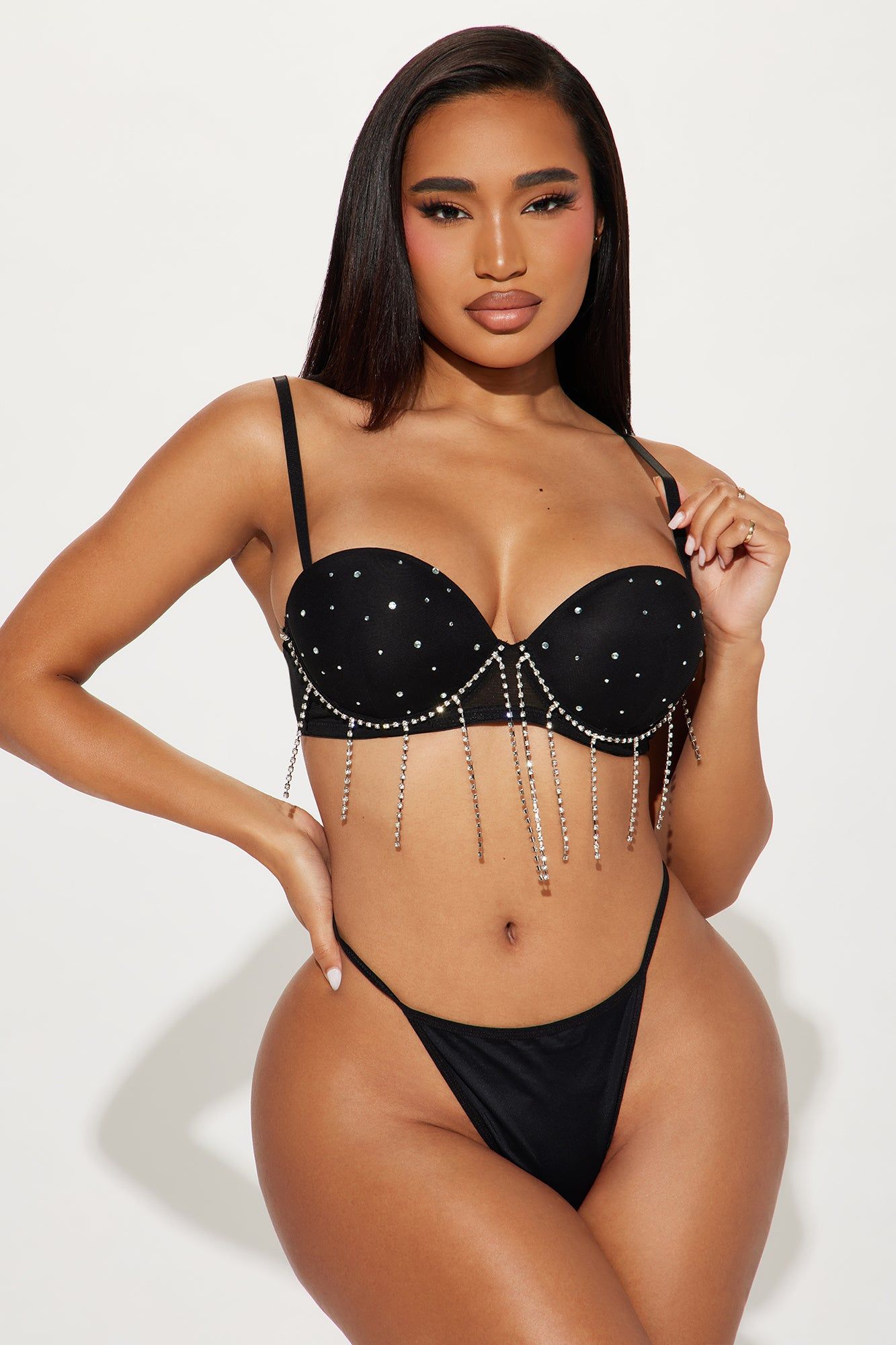 Your Eyes On Me Rhinestone Bra - Black sold by Fashion Nova product image thumbnail 2