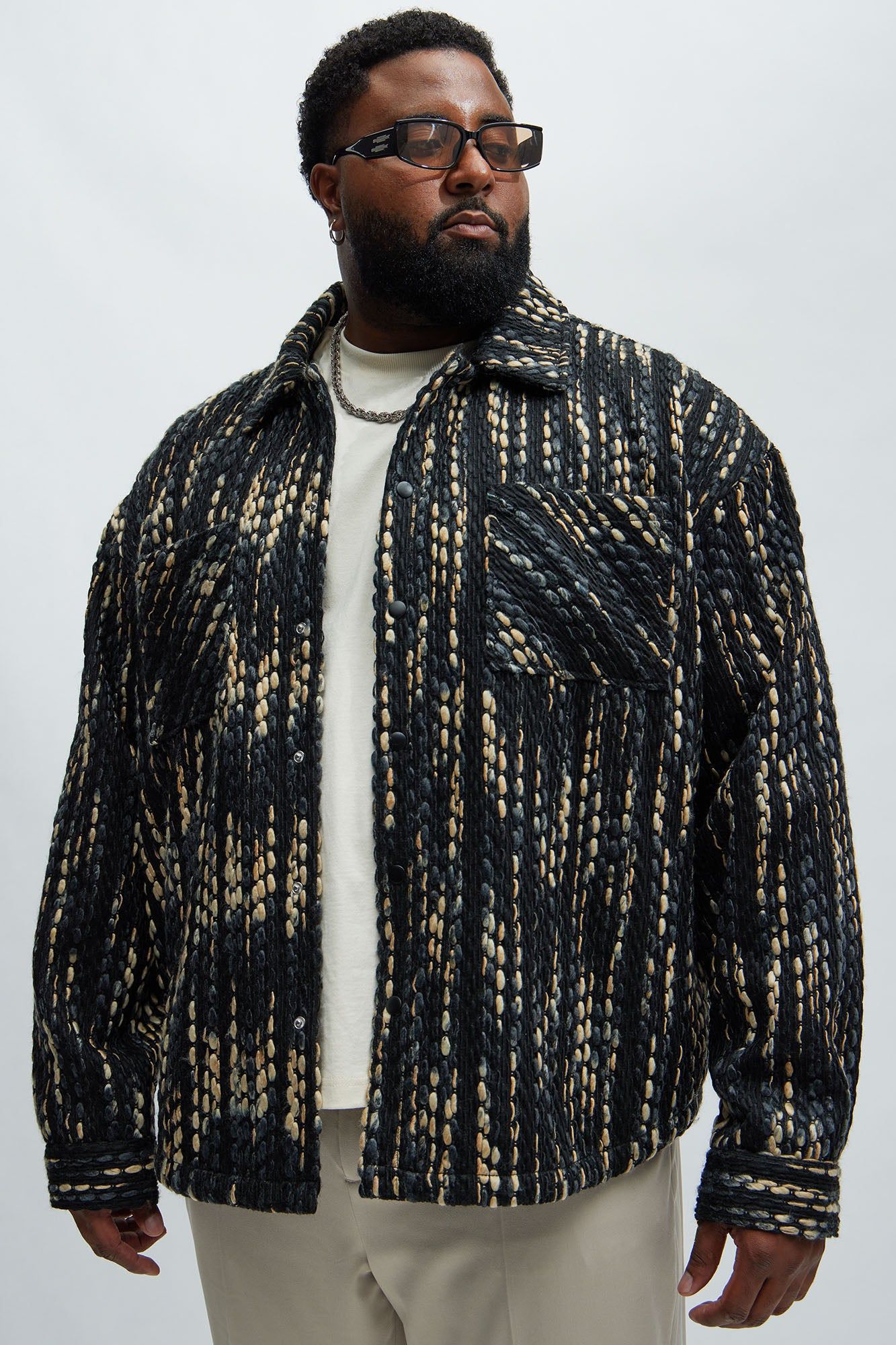 Abacus Textured Shacket - Black/combo sold by Fashion Nova product image thumbnail 5