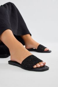 Always Talking Flat Sandals - Black sold by Fashion Nova