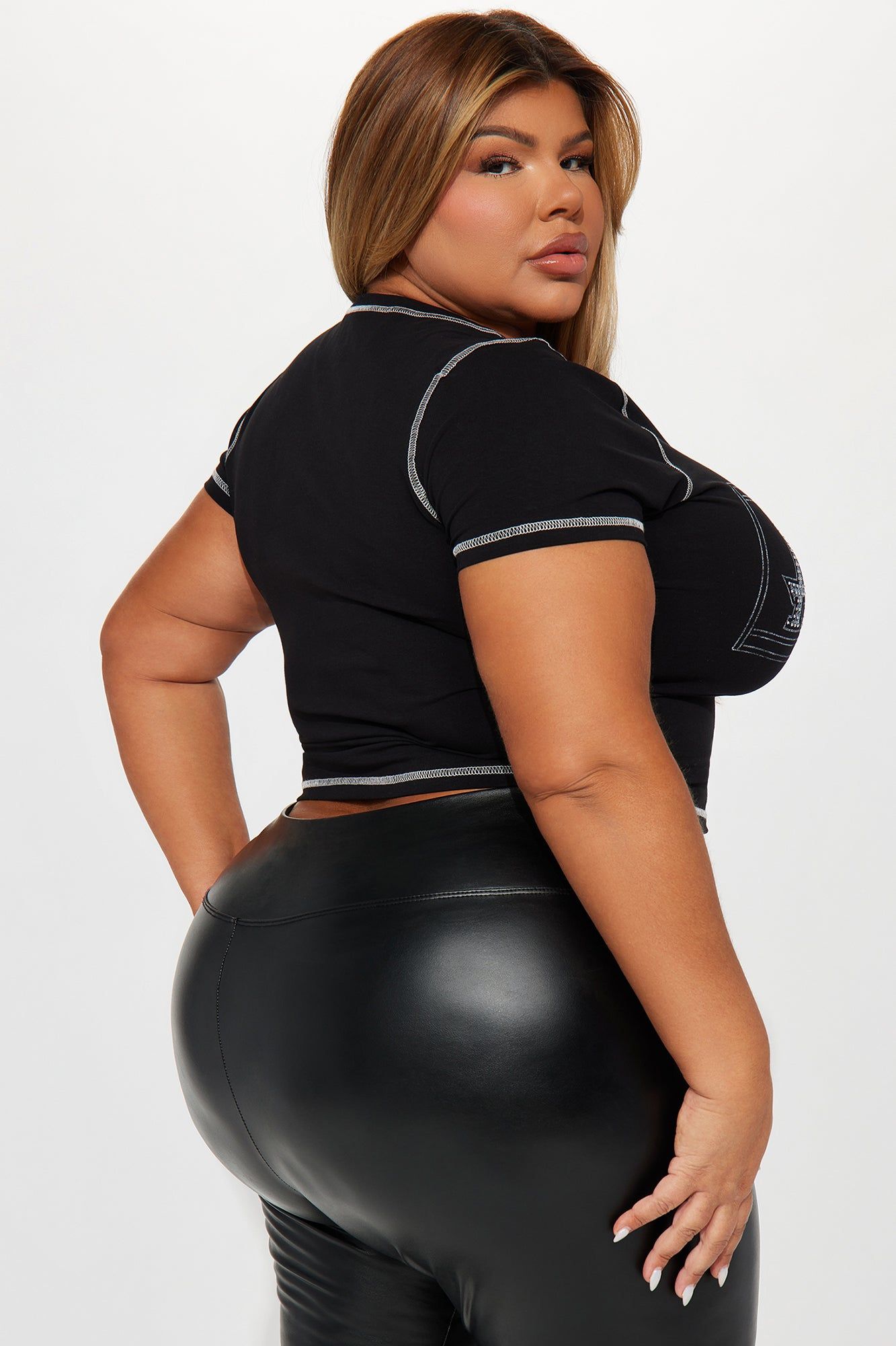 ACDC Rhinestone Fitted Tee - Black sold by Fashion Nova product image thumbnail 7