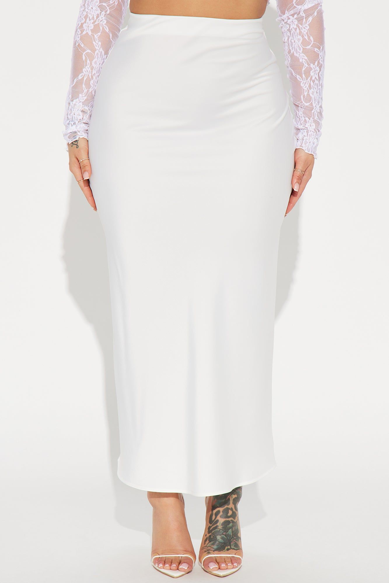 Brunch to GNO Satin Maxi Skirt - Ivory sold by Fashion Nova product image thumbnail 2