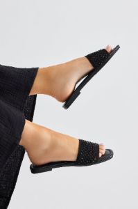 Always Talking Flat Sandals - Black sold by Fashion Nova