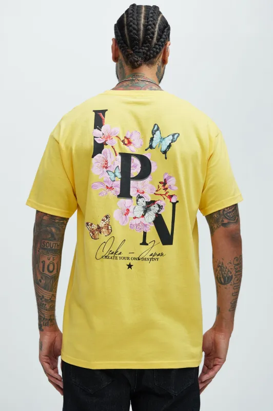 Japan Blooming Short Sleeve Tee - Yellow sold by Fashion Nova