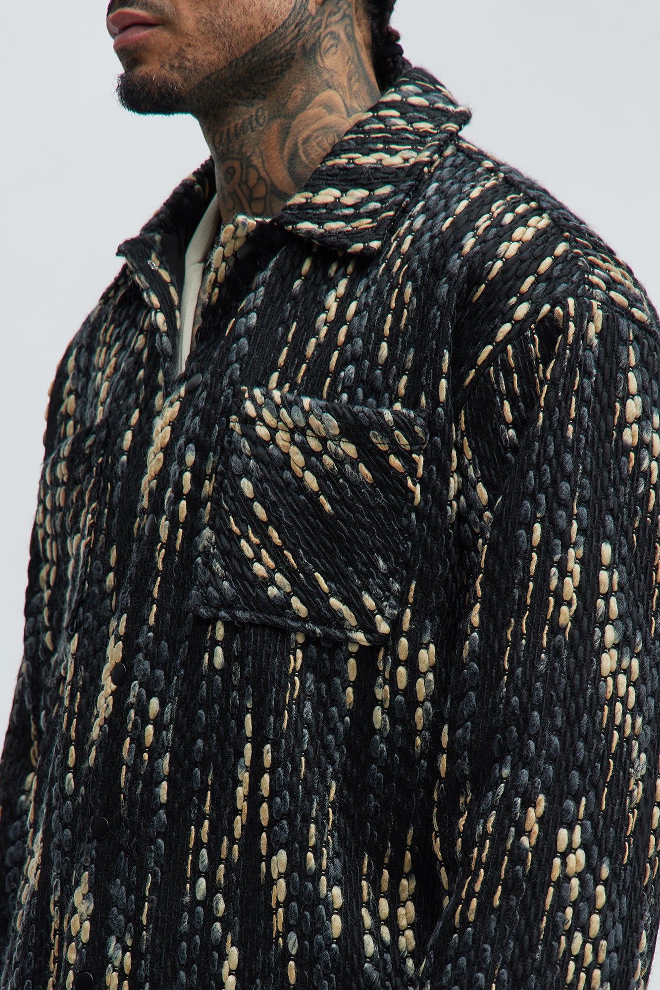 Abacus Textured Shacket - Black/combo sold by Fashion Nova product image thumbnail 3