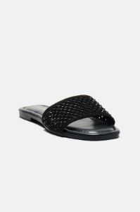Always Talking Flat Sandals - Black sold by Fashion Nova