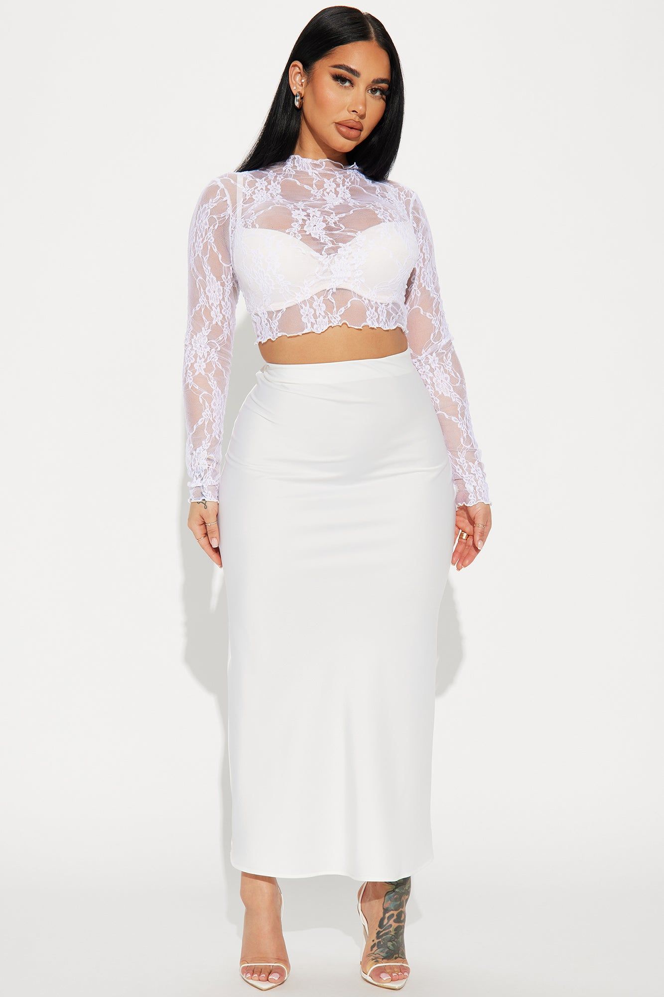 Brunch to GNO Satin Maxi Skirt - Ivory sold by Fashion Nova