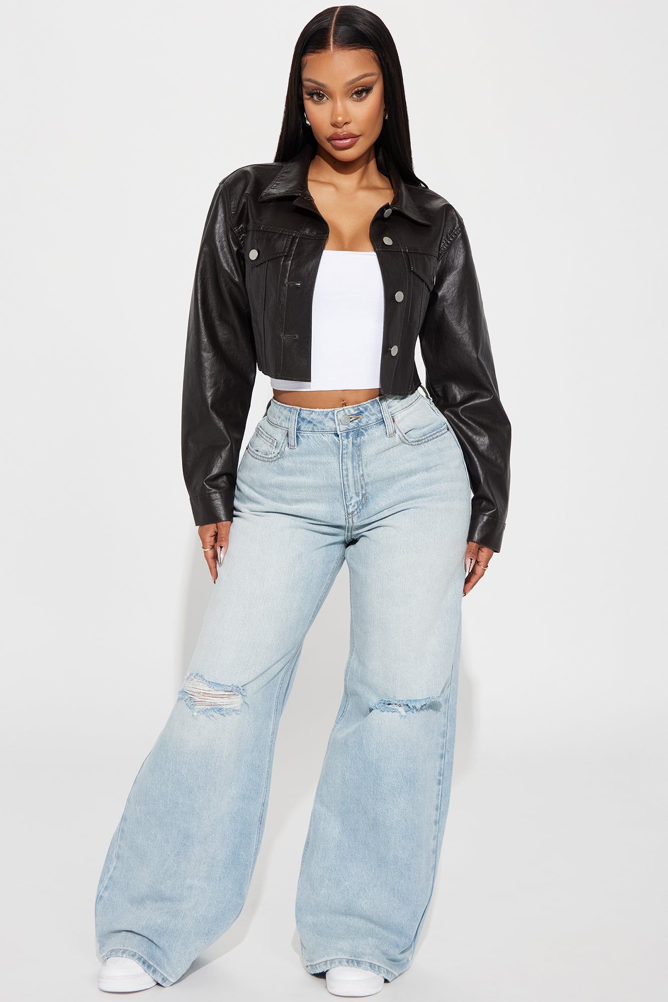 Taking Shortcuts Faux Leather Cropped Jacket - Brown sold by Fashion Nova product image thumbnail 2